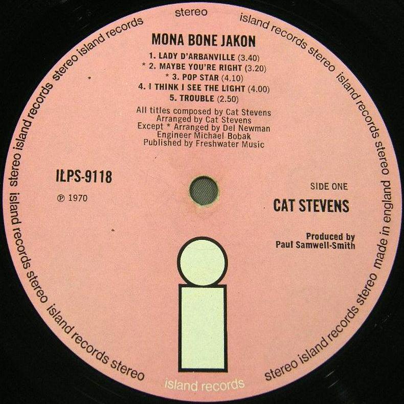 Cat Stevens  Mona Bone Jakon : LP Label A UK original